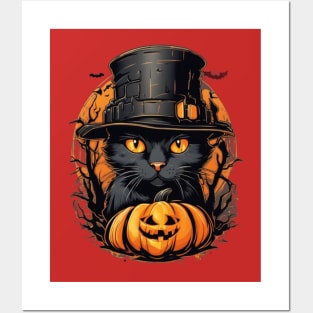 Hallowen cat style Posters and Art